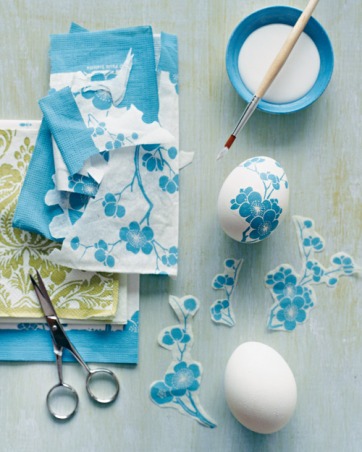 Paper Napkin Decoupage Easter Eggs via Martha Stewart
